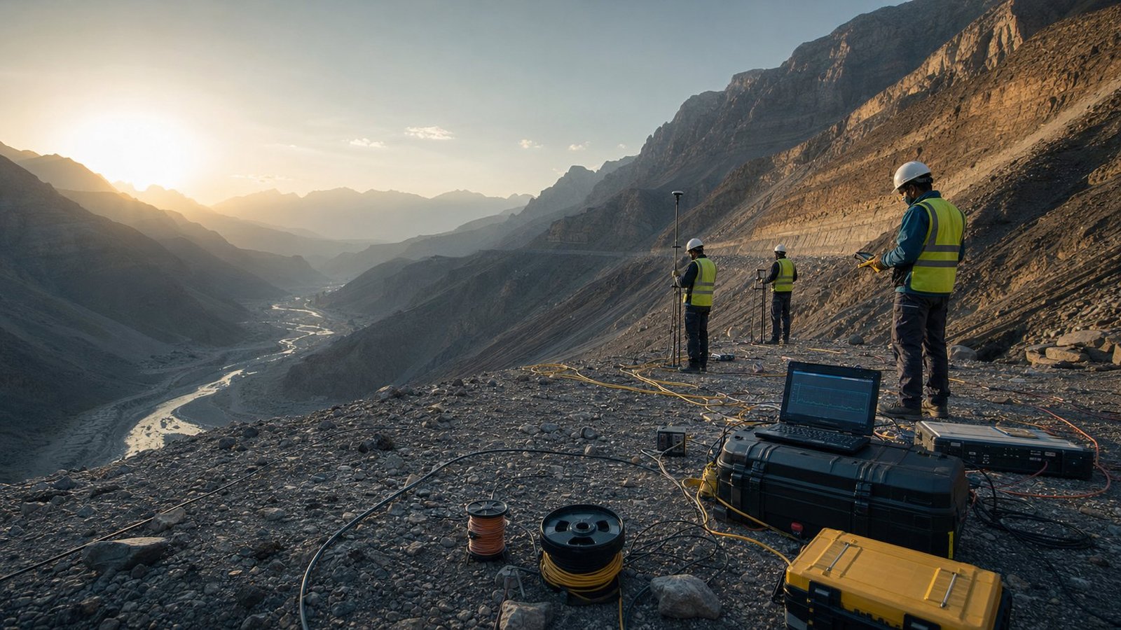 Survey crew at high altitude